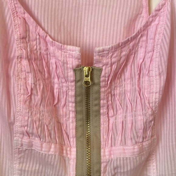 Free People Ombre Pink White Front Zipper Tank Top Fairycore Coquette Size 4 - Picture 4 of 11